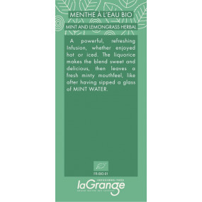 ETIQUETTE COFFRET - MENTHE À L'EAU BIO